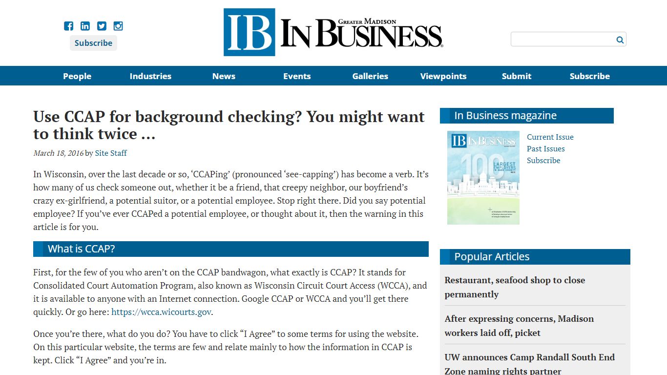 Use CCAP for background checking? You might want to think twice